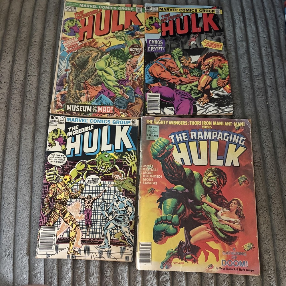 Incredible Hulk Marvel Comics Lot 4 #198 257 277 Rampaging #8 Avengers Set‎